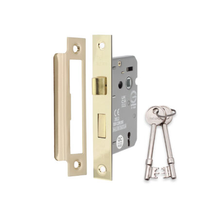 2.5" CE 3 Lever Mortice Sash Lock FD60 - Electro Brass - Image 2