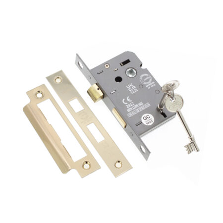 2.5" CE 3 Lever Mortice Sash Lock FD60 - Electro Brass - Image 4