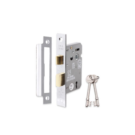 2.5" CE 3 Lever Mortice Sash Lock FD60 - Nickel Plated - Image 2
