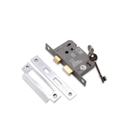 2.5" CE 3 Lever Mortice Sash Lock FD60 - Nickel Plated - Image 4