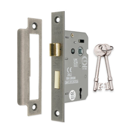2.5" CE 3 Lever Mortice Sash Lock FD60 - Pewter - Image 2