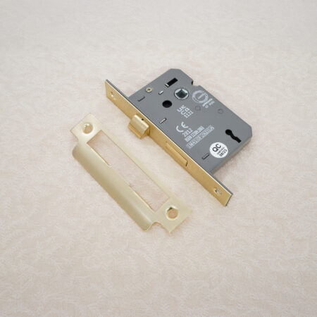2.5" CE 3 Lever Mortice Sash Lock FD60 - Satin Brass - Image 3