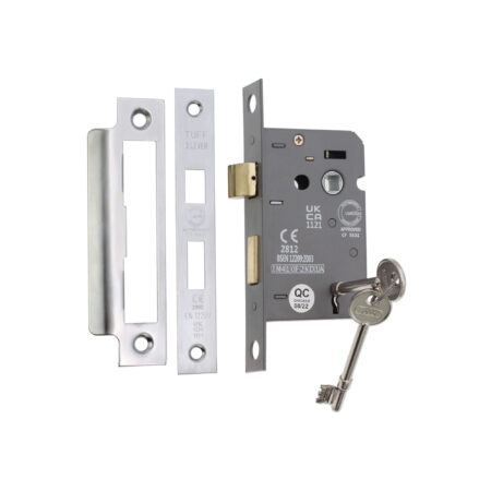 2.5" CE 3 Lever Mortice Sash Lock FD60 - Satin Chrome - Image 4