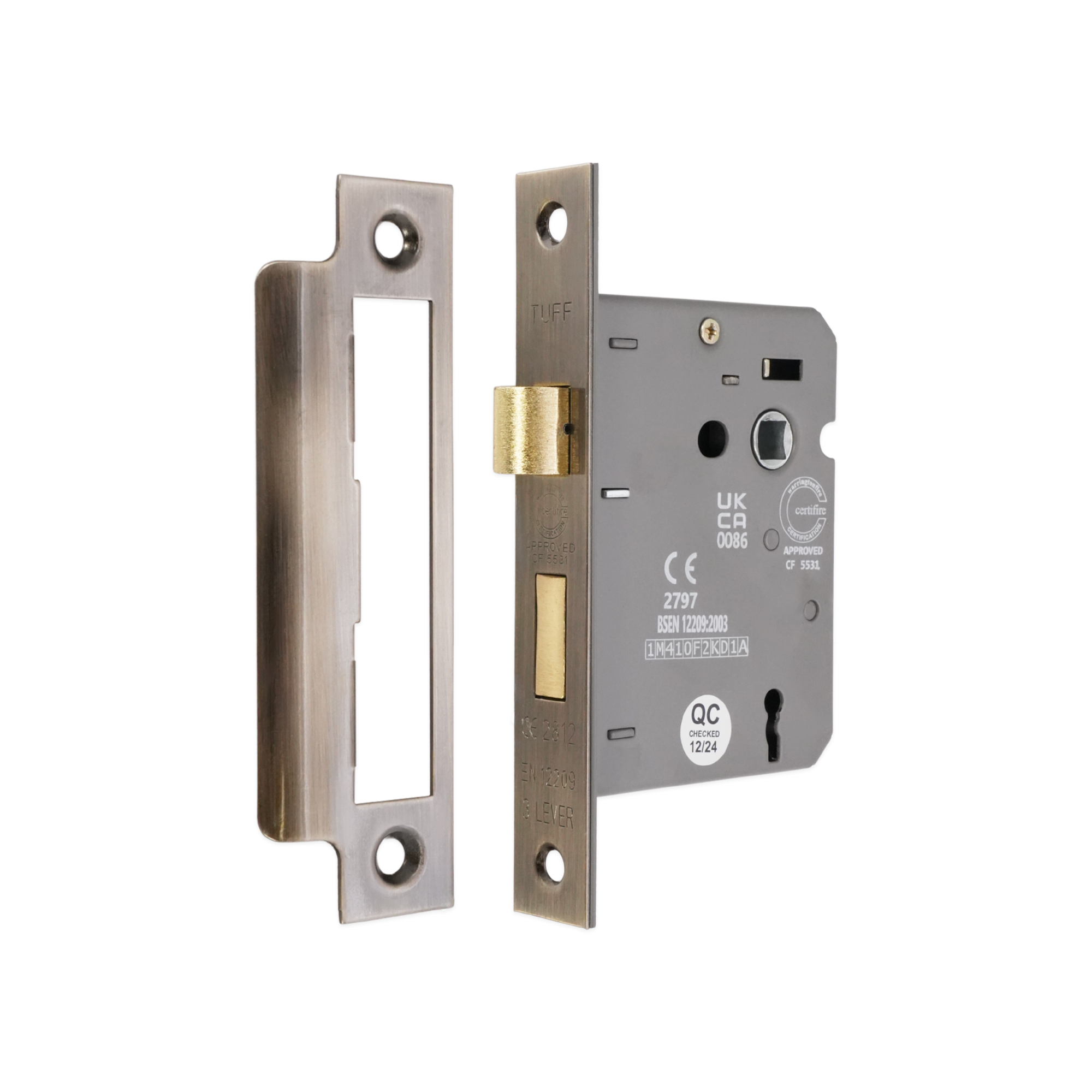 LAL1451AB_1.jpg Spira Brass 3" CE 3 Lever Mortice Sash Lock FD60 - Aged Brass - Antique Brass - Image 1