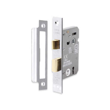 3" CE 3 Lever Mortice Sash Lock FD60 - Polished Chrome
