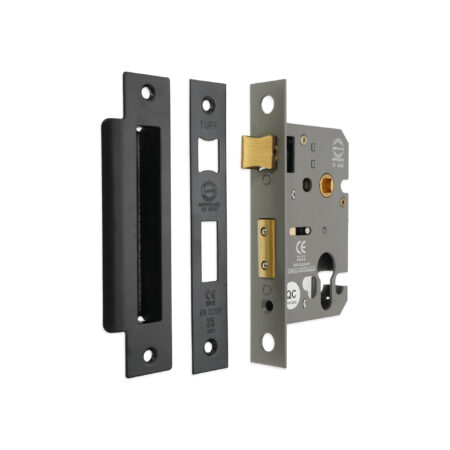 3" CE Euro Profile Mortice Sash Lock - Matt Black - Image 2