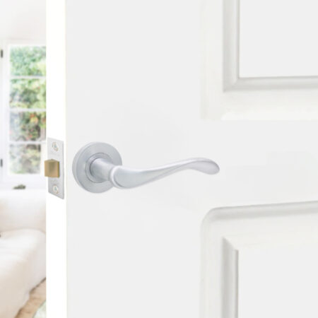Satin Chrome Rosalie Lever Door Handle Set - Image 3