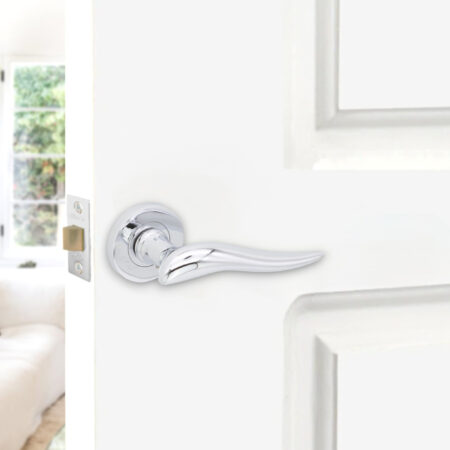 Polished Chrome Flavia Lever Door Handle Set - Image 3