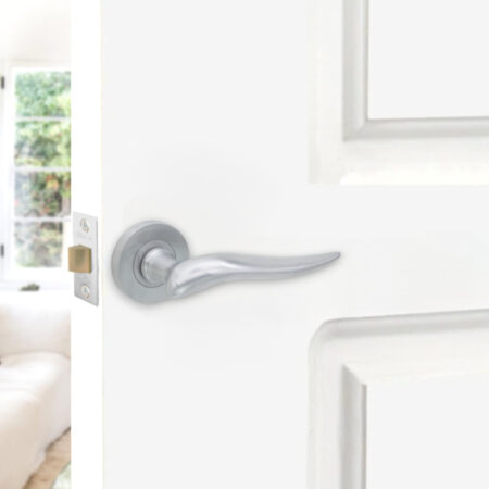 Satin Chrome Flavia Lever Door Handle Set - Image 3