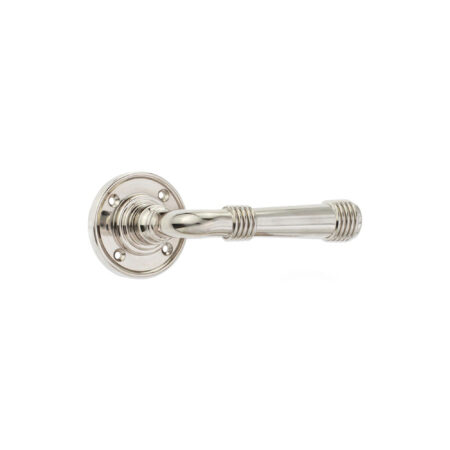Polished Nickel Beehive Lever on Rose Door Handle Set