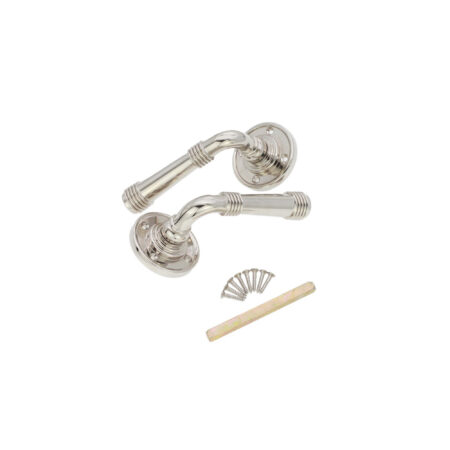 Polished Nickel Beehive Lever on Rose Door Handle Set - Image 4