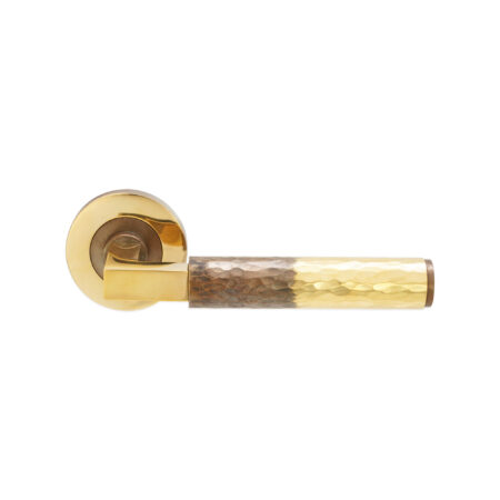 Hammered Knurlmond Lever on Rose Aged Brass