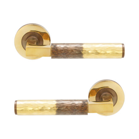Hammered Knurlmond Lever on Rose Aged Brass - Image 2