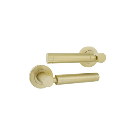Satin Brass Zest Lever Door Handle Set - Image 2