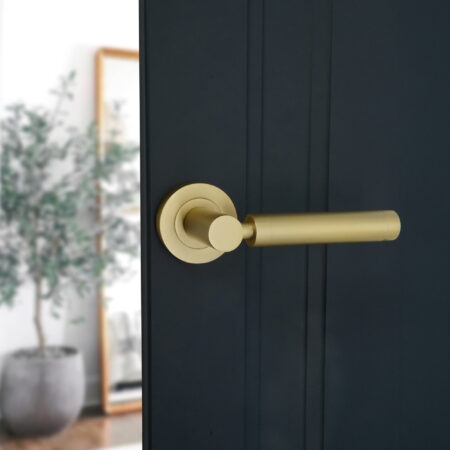 Satin Brass Zest Lever Door Handle Set - Image 3