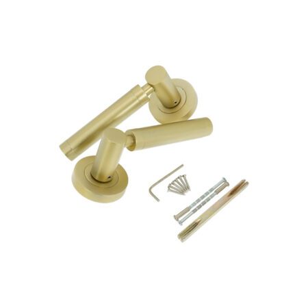 Satin Brass Zest Lever Door Handle Set - Image 4