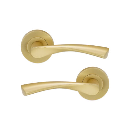 Satin Brass Mercury Lever Door Handle Set - Image 2