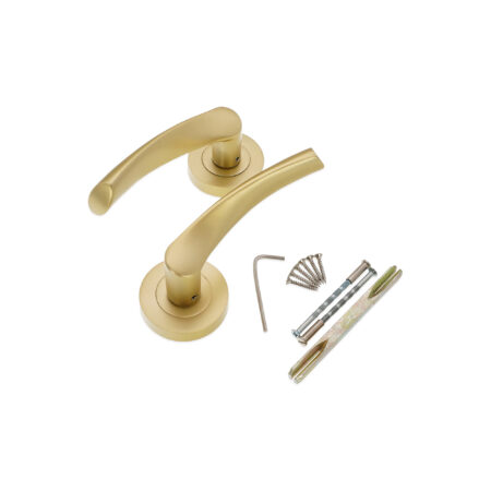 Satin Brass Mercury Lever Door Handle Set - Image 4