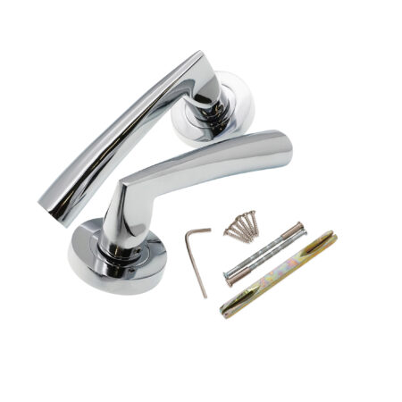 Spira Brass Polished Chrome Lego Lever Door Handle Set - Image 4