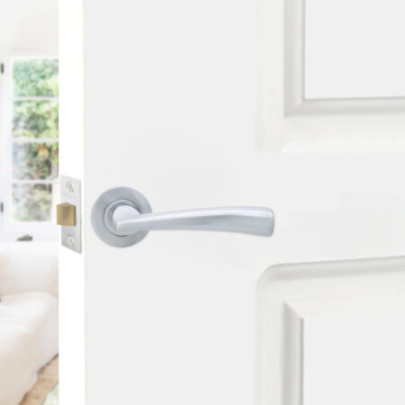 Satin Chrome Lego Lever Door Handle Set - Image 3