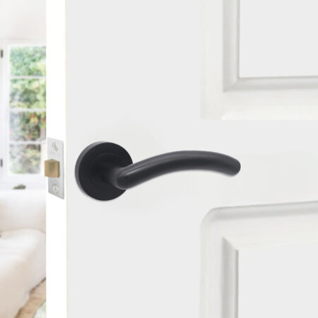 Matt Black Taurus Lever Door Handle Set - Image 3