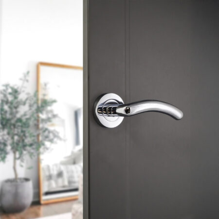 Polished Chrome Taurus Lever Door Handle Set - Image 3