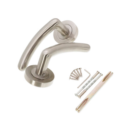 Satin Nickel Taurus Lever Door Handle Set - Image 4