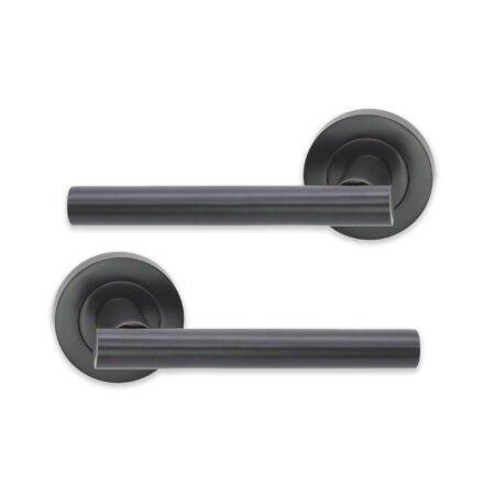 Brass Jura Lever Gun Metal Gray Door Handle Set - Image 2