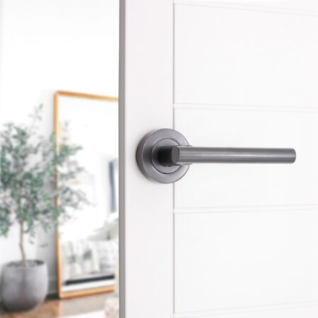 Brass Jura Lever Gun Metal Gray Door Handle Set - Image 3