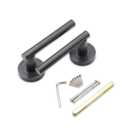 Brass Jura Lever Gun Metal Gray Door Handle Set - Image 4
