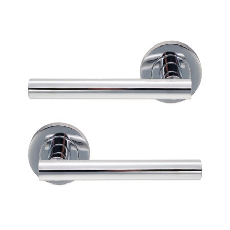 Spira Brass Polished Chrome Jura Lever Door Handle Set - Image 2