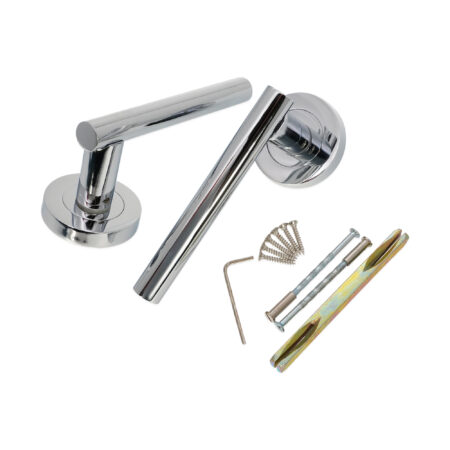 Spira Brass Polished Chrome Jura Lever Door Handle Set - Image 4
