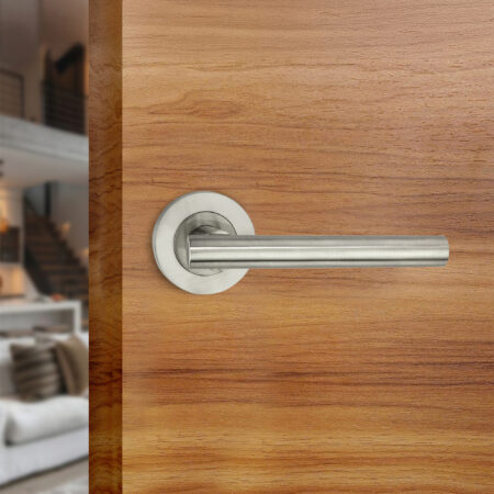 Satin Nickel Jura Lever Door Handle Set - Image 3