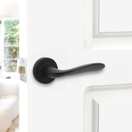 Matt Black Mars Lever Door Handle Set - Image 3