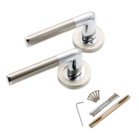Brass Madrid Lever Dual Tone Door Handle Set - Image 4