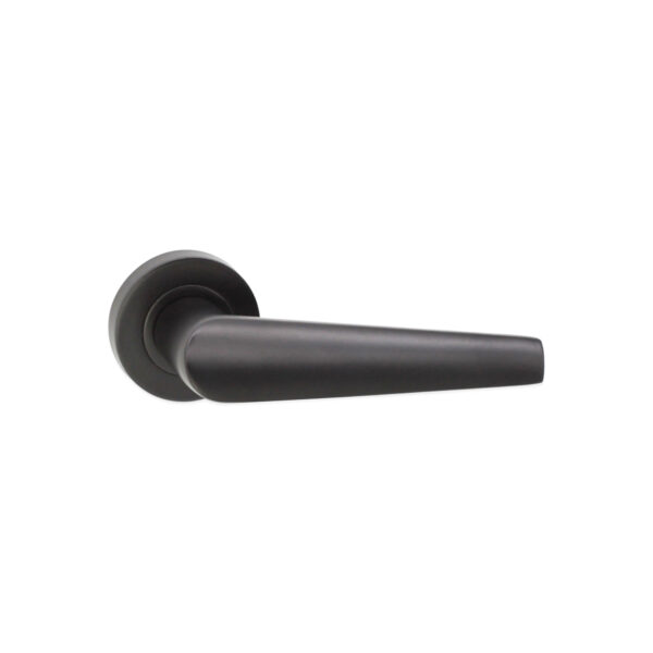 Matt Black Aero Lever on Rose Door Handle Set