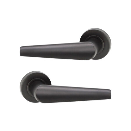 Matt Black Aero Lever on Rose Door Handle Set - Image 2