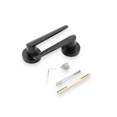 Matt Black Aero Lever on Rose Door Handle Set - Image 4