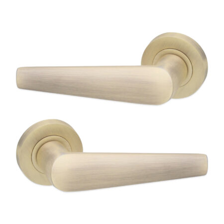 Brass Aero Lever on Rose Matt Antique Door Handle Set - Image 2