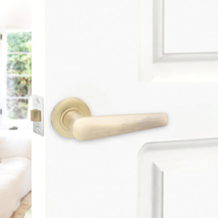 Brass Aero Lever on Rose Matt Antique Door Handle Set - Image 3