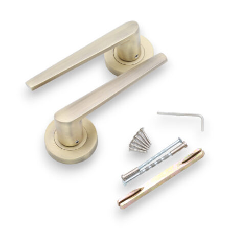 Brass Aero Lever on Rose Matt Antique Door Handle Set - Image 4