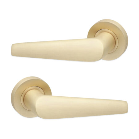 Satin Brass Aero Lever on Rose Door Handle Set - Image 2