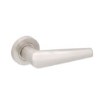 Satin Nickel Aero Lever on Rose Door Handle Set
