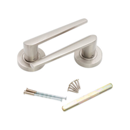 Satin Nickel Aero Lever on Rose Door Handle Set - Image 4