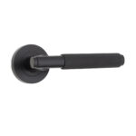 Matt Black Connaught Lever on Rose Door Handle Set