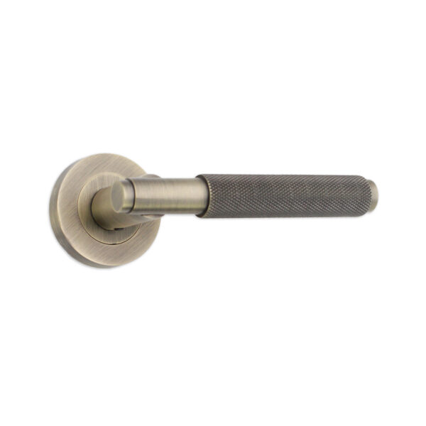 Brass Connaught Lever on Rose Matt Antique Door Handle Set
