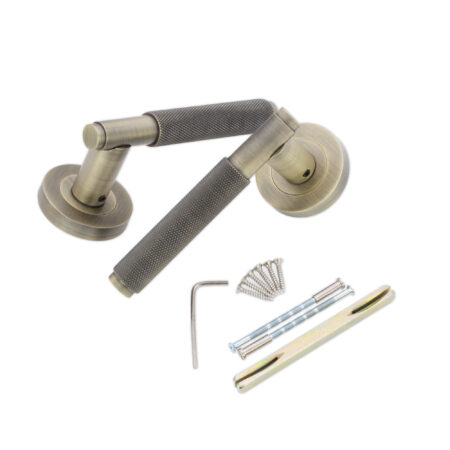Brass Connaught Lever on Rose Matt Antique Door Handle Set - Image 4