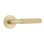 Satin Brass Connaught Lever on Rose Door Handle Set