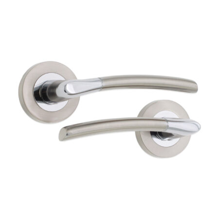 Brass Slavia Lever on Rose Dual Tone Door Handle Set - Image 2