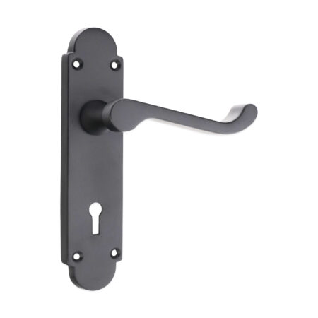 Spira Brass Matt Black Oakley Lock Lever Handle Door Handle Set